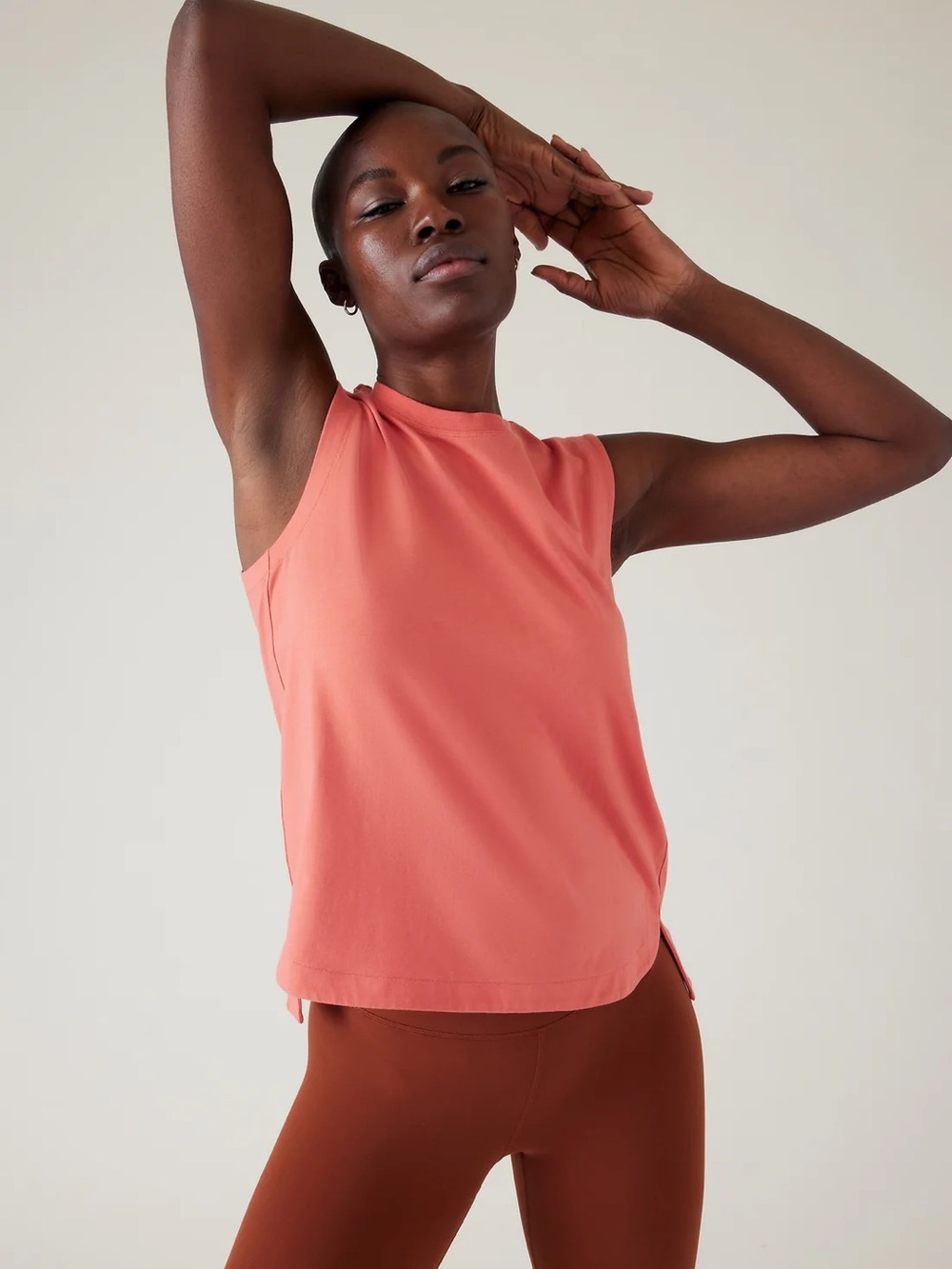 Athleta Effortless Tank Top | Soft Persimmon Salmon Pink | Large
